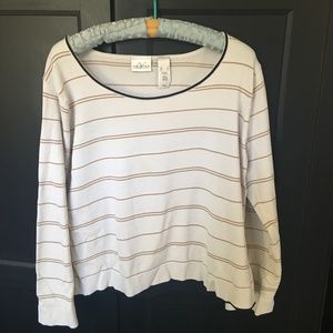 Liz Claiborne Creme/Navy/Brown Top: XL